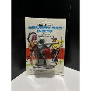 Vintage DieCast Cowboy & Indian Indian W/ Shotgun Metal 1960 Unpainted New 3”